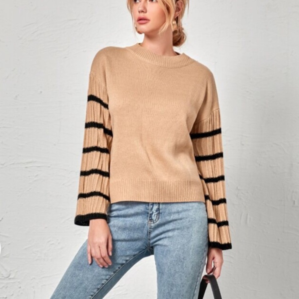 Drop Shoulder Striped Sleeve “Sweater”